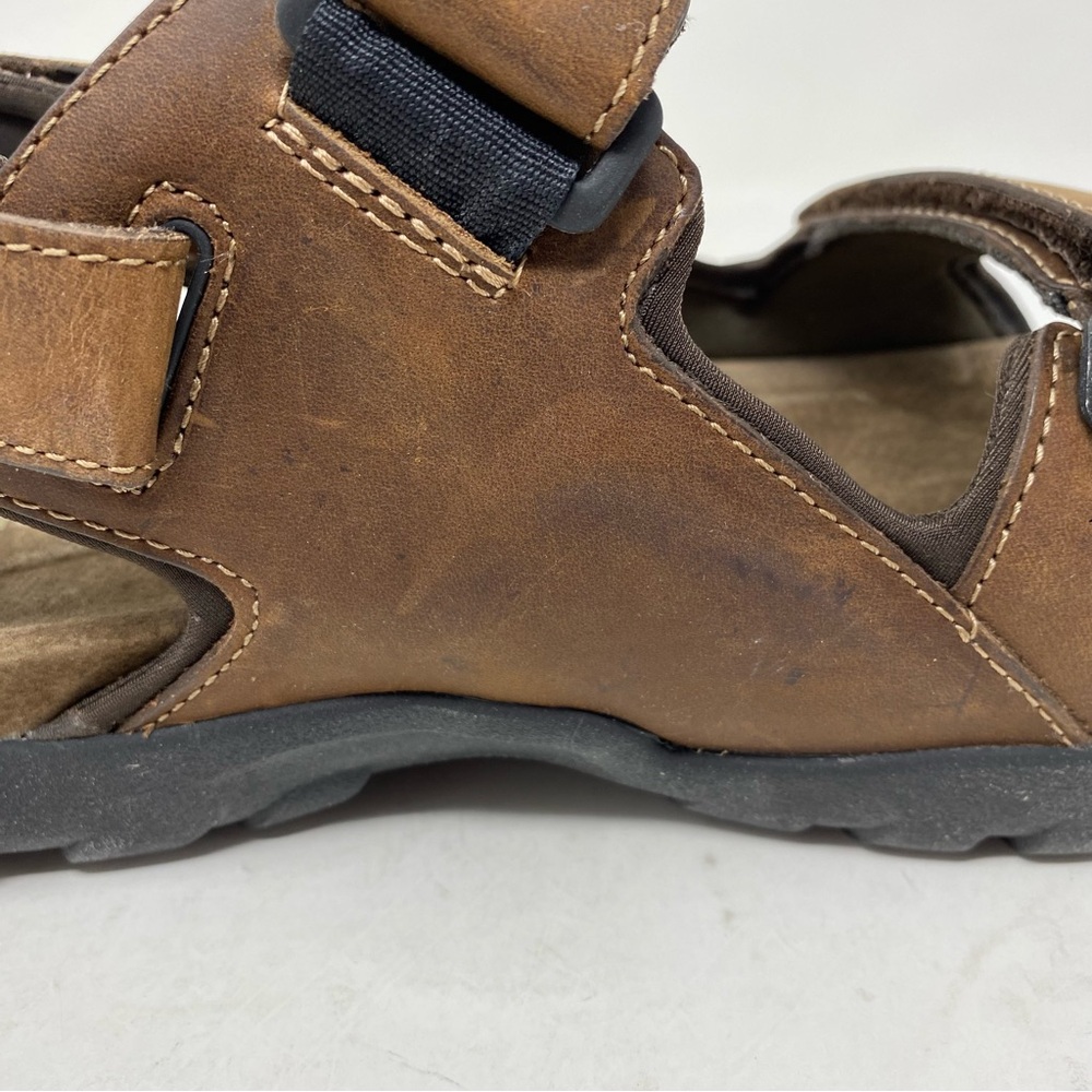 Dunham Spaulding Brook Men’s Brown Leather Three-Strap Sandals Size 15D - Picture 3 of 8